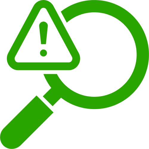 magnifying glass with alert icon